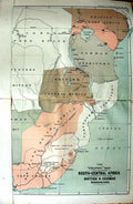 Original Old Antique Print 1890 Colour Graphic Map South-Central Africa Z 19th