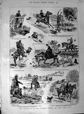 Original Old Antique Print 1890 Adventures Runaway Horses Country Comedy Scene