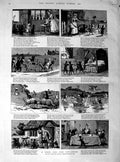Original Old Antique Print 1890 Fashioned Tale Dame Wiggins Lee Story Children