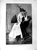 Old Antique Print 1890 Markham Skipworth Fine Art Beautiful Lady Magpie 19th