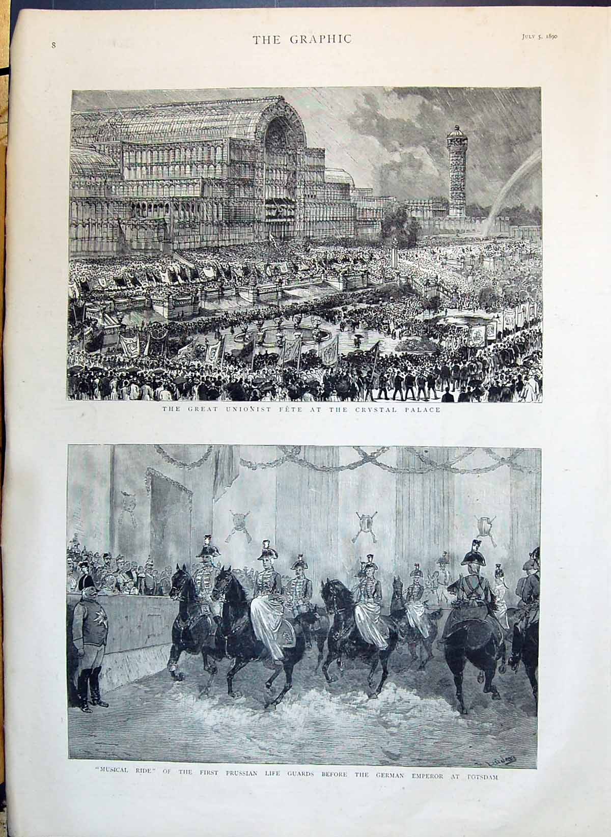 Old 1890 Great Unionist Fete Crystal Palace Prussian Guards German Em Victorian
