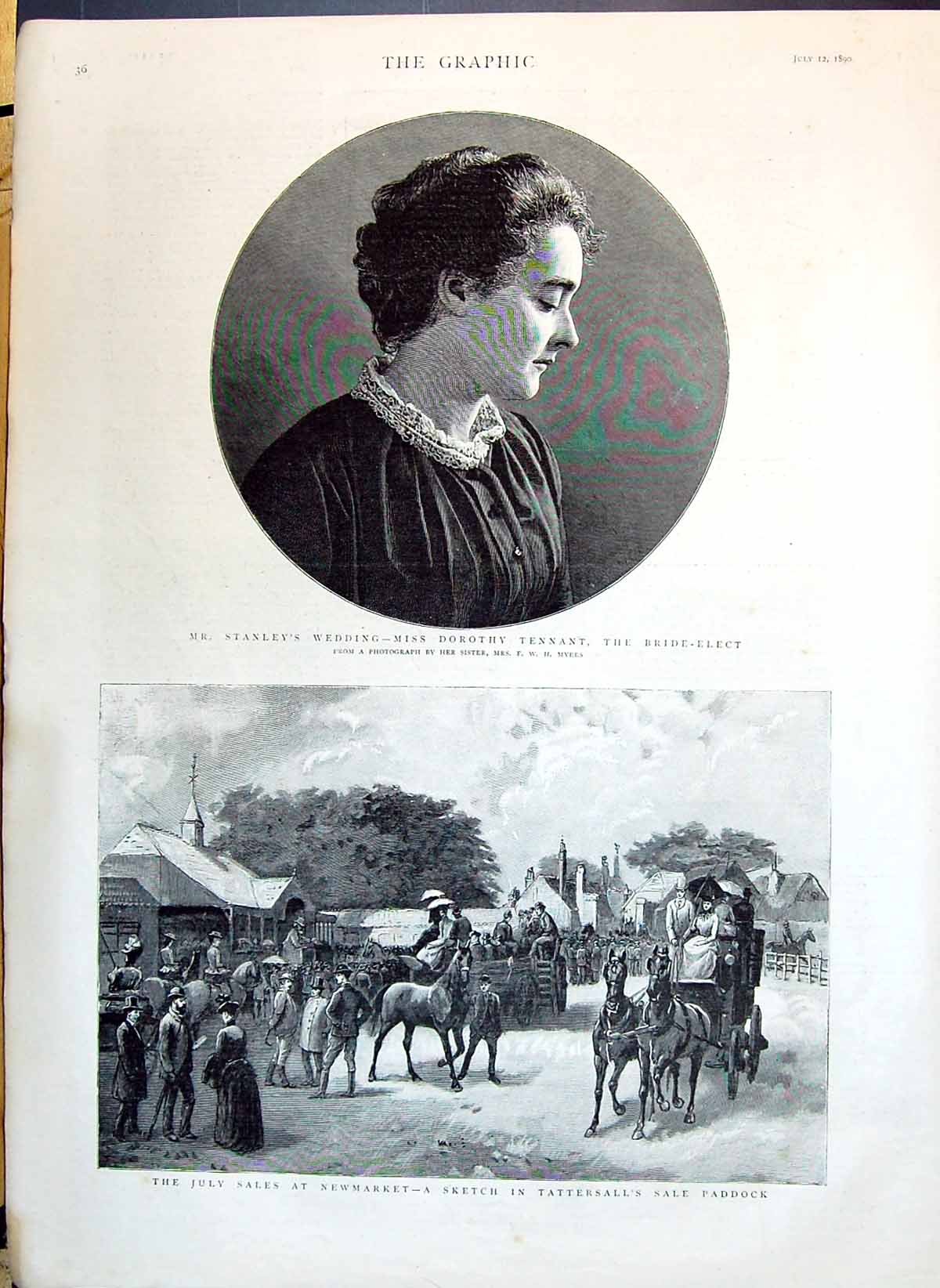 Old 1890 Dorothy Tennant Stanley July Sales Newmarket Tattersall Dunc Victorian