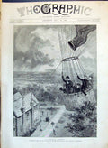 Old 1890 Critical Moment Descent Great War Balloon Military Exhibitio Victorian