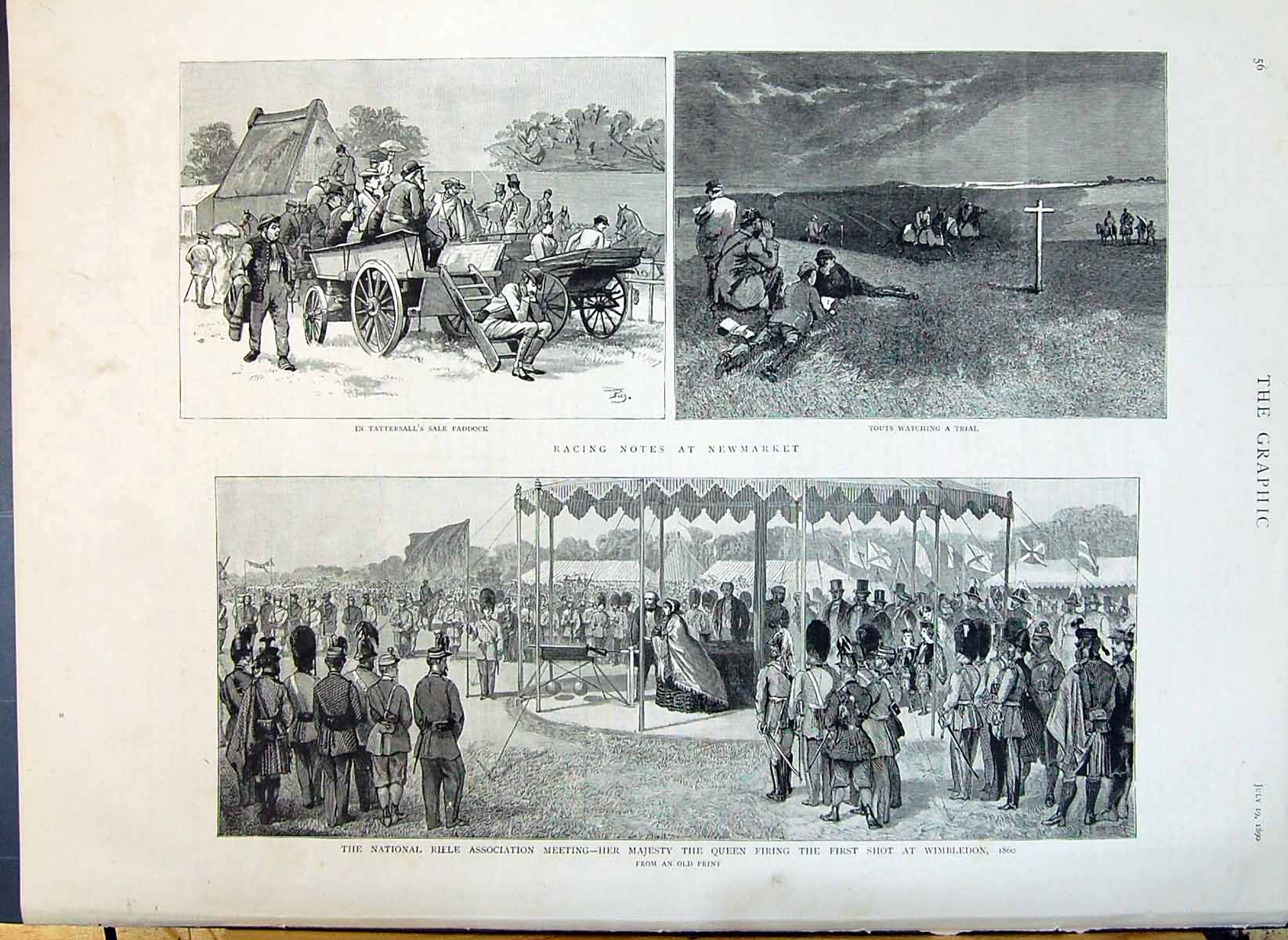 Old 1890 Horse Racing Newmarket National Rifle Meeting Queen Shooting Victorian