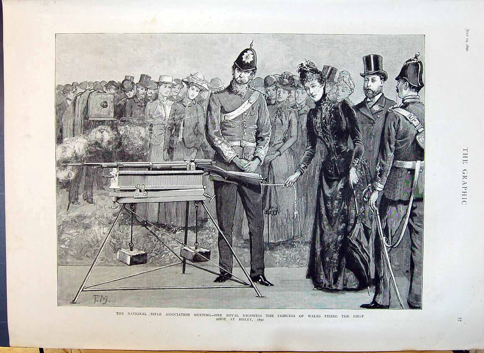 Old 1890 National Rifle Association Princess Wales Firing First Shot Victorian