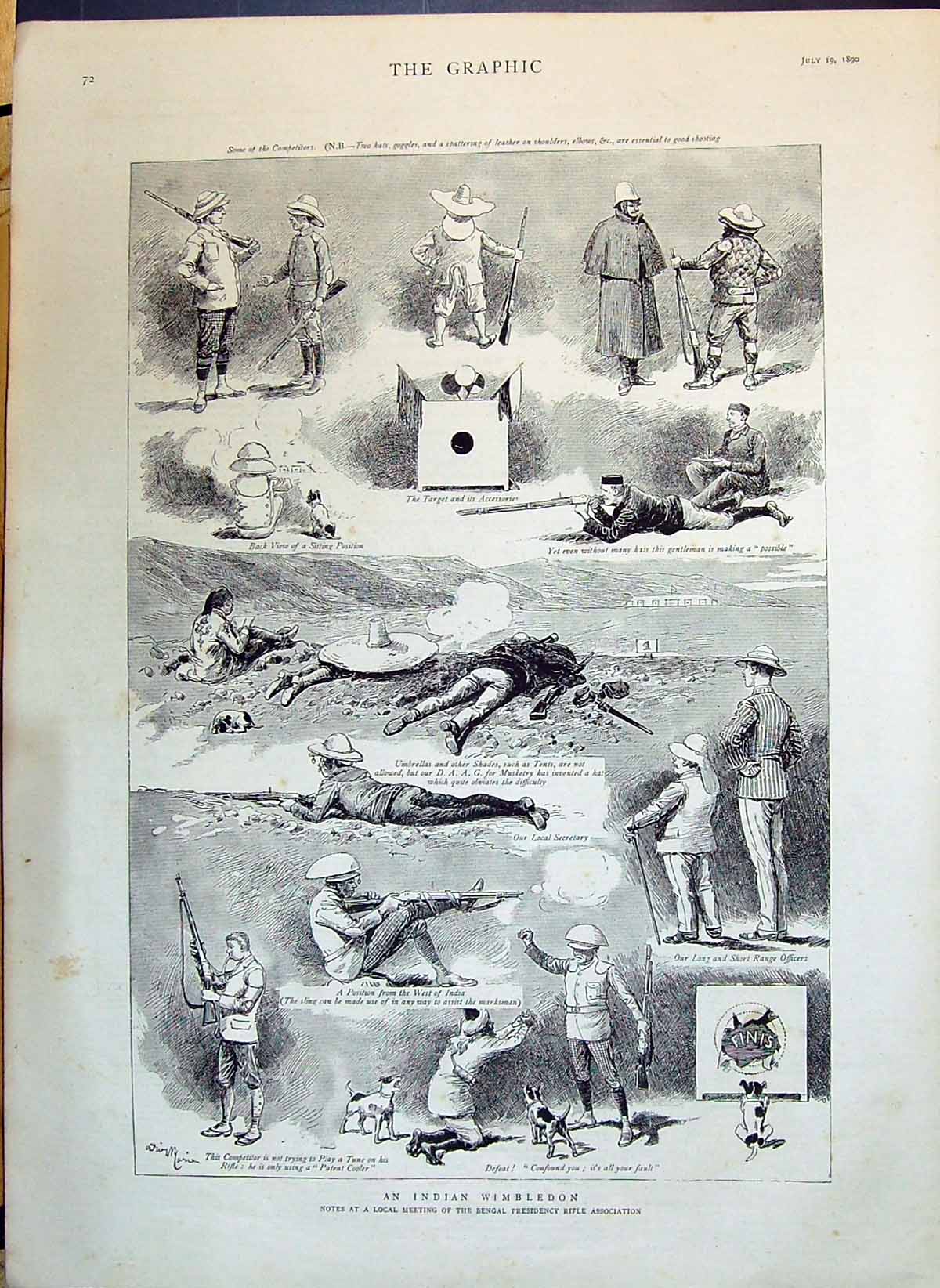 Old 1890 Indian Wimbledon Bengal Presidency Rifle Association Sport S Victorian