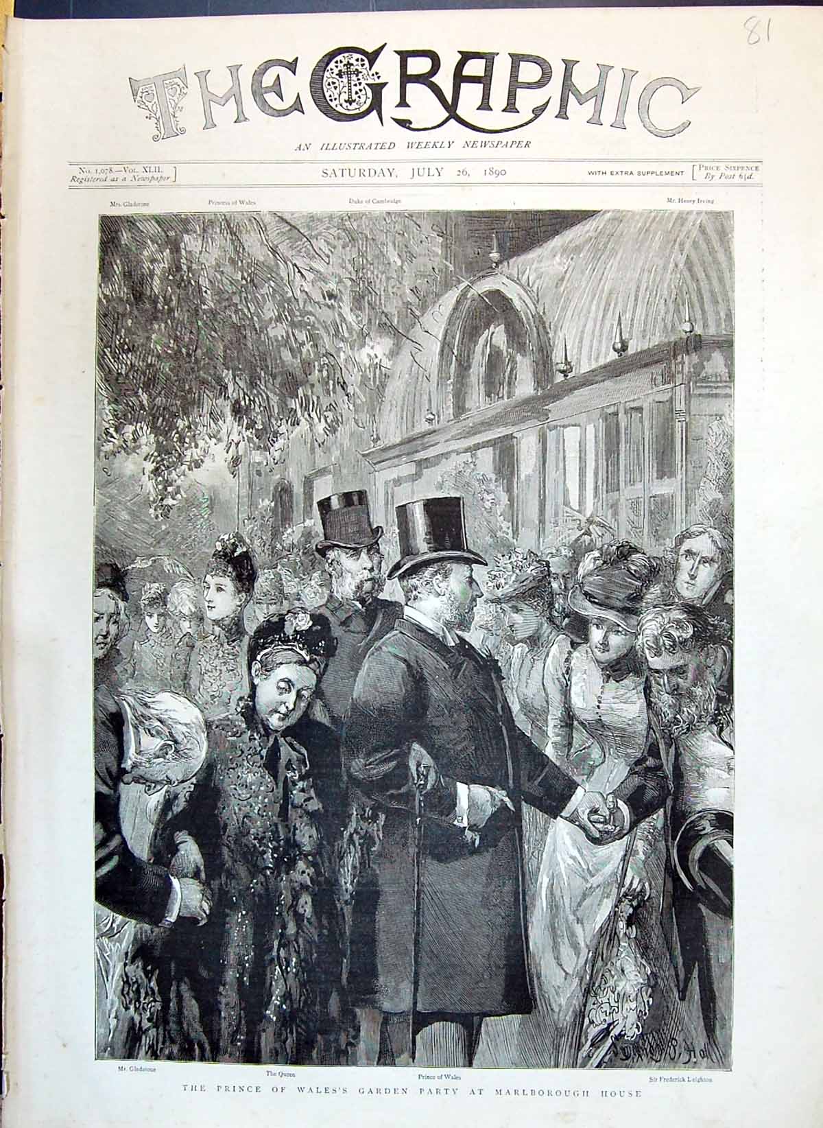Old 1890 Prince Wales Garden Party Marlborough House Gladstone Queen Victorian