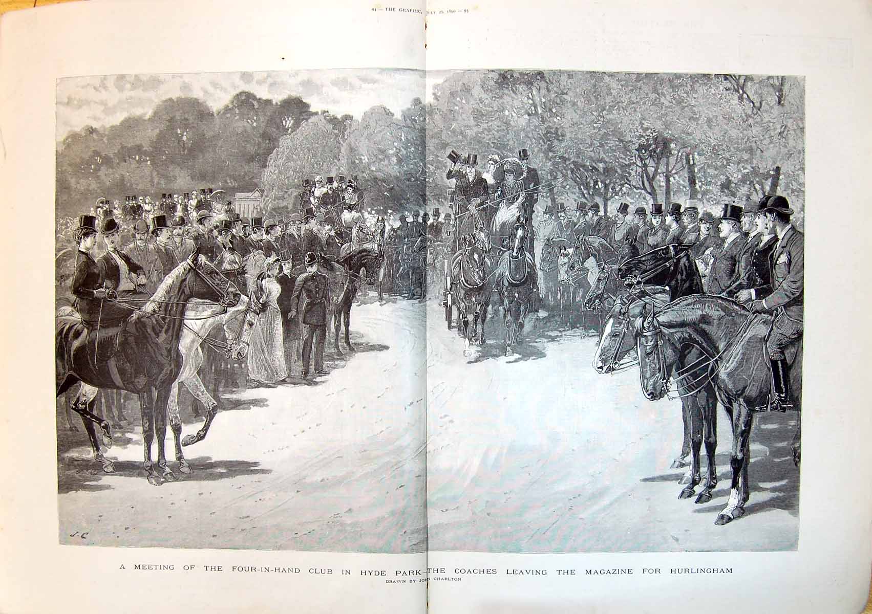 Old 1890 Meeting Four-In-Hand Club Hyde Park Coaches Magazine Hurling 0 19th