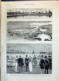 Old Print 1890 Queen Visit Southampton Empress Dock Ship Alberta New Dock 19th