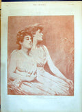 Antique Print 1890 Beautiful Ladies Two Roses Edmund Spenser Walter Raleigh