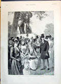 Original Old Antique Print 1890 After Church Hyde Park London Sunday Morning