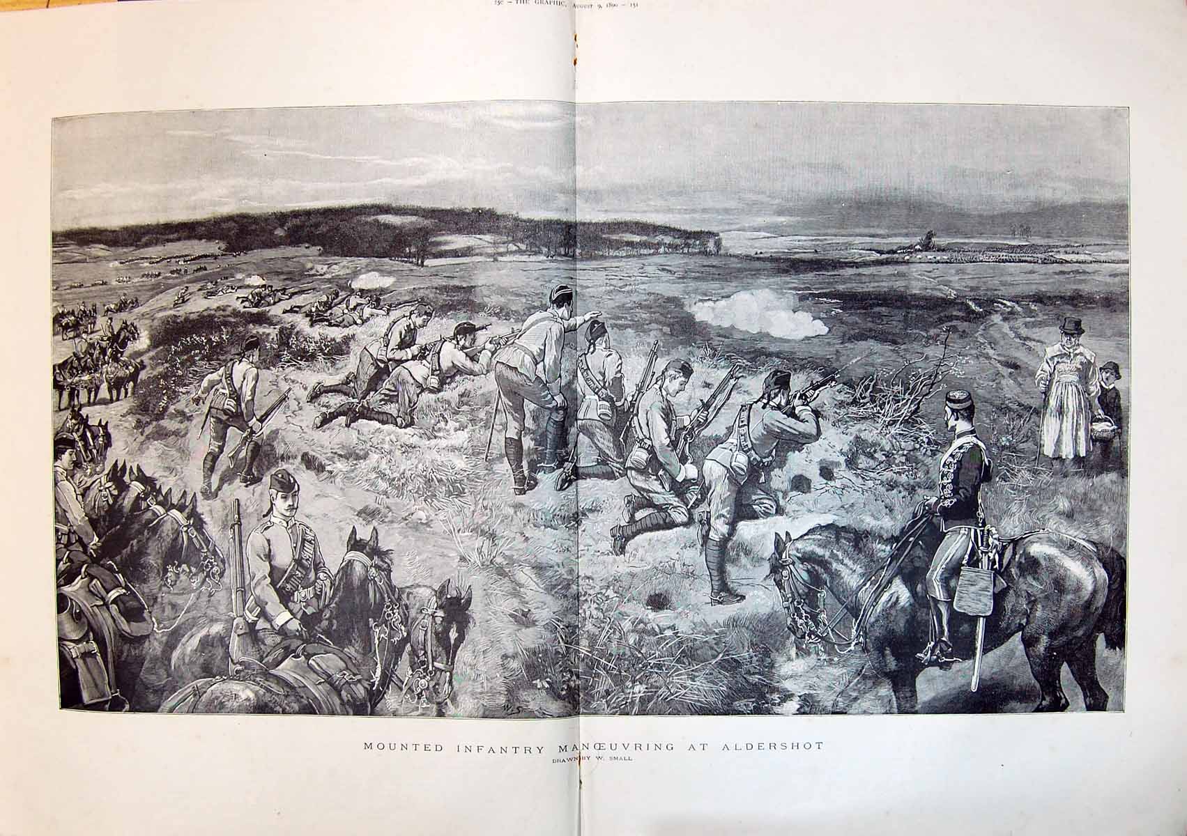 Old 1890 War Mounted Infantry Manoeuvring Aldershot Siers Horses SVictorian