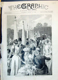 Original Old Antique Print 1890 Hurlingham Pony Racing Horses Sport Spectators