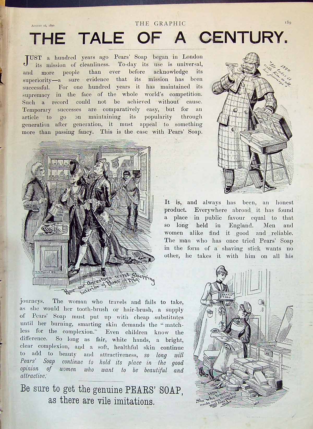 Antique Old Print 1890 Advertisement Pears Soap Lever Brothers London Tale 19th