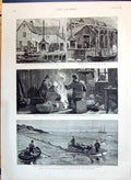 Old 1890 Newfoundland Fisheries Lobster Fishing British Fishermen Sal Victorian