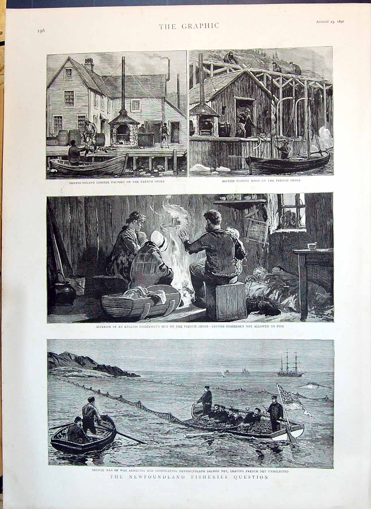 Old 1890 Newfoundland Fisheries Lobster Fishing British Fishermen Sal Victorian