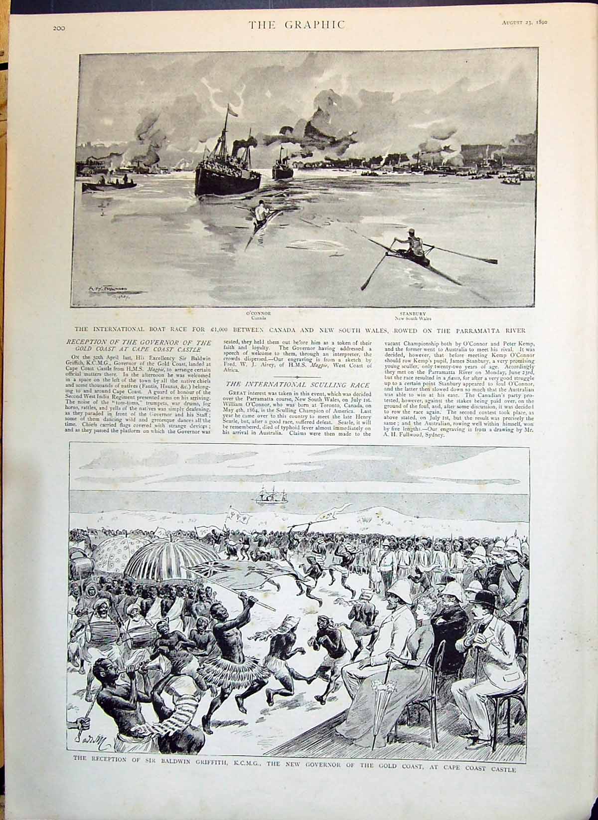 Old 1890 Baldwin Griffith Cape Coast Castle Boat Race Parramatta Stan Victorian