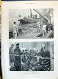 Antique Print 1890 Naval Manoeuvres Torpedo Boat Sailors Lifeboat Crew Cope