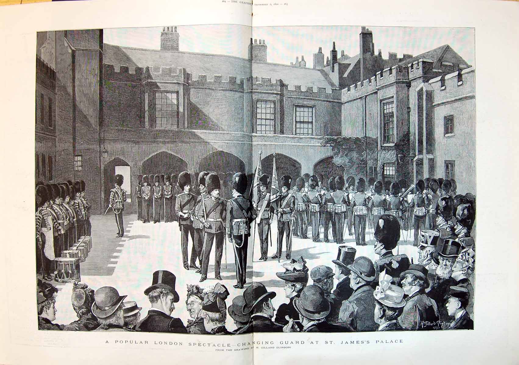 Old 1890 Popular London Spectacle Changing Guard St. James'S Palace L 19th
