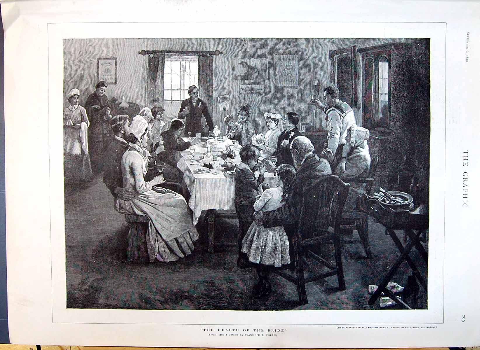 Old 1890 Toasting Health Bride Wedding Forbes Statue Queen St. Helier Victorian