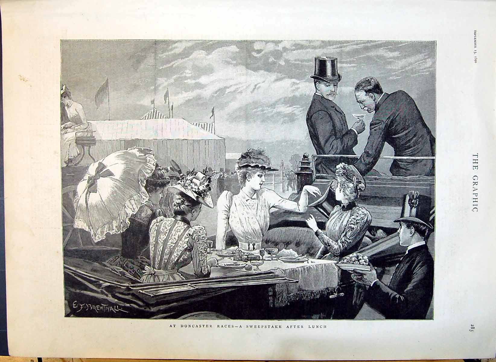 Old 1890 Doncaster Horse Races Lunch Sergeant Benfield London Artille Victorian