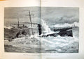 Old 1890 Naval Manoeuvres Torpedo Boats Stormy Sea Gale Ships War Nas 19th