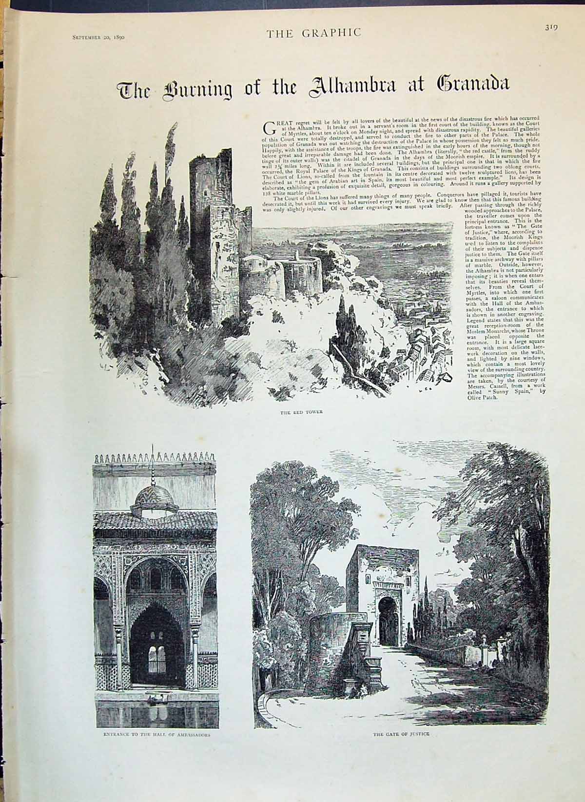 Old 1890 Fire Alhambra Granada Red Tower Hall Justice Liddon Schleswi Victorian