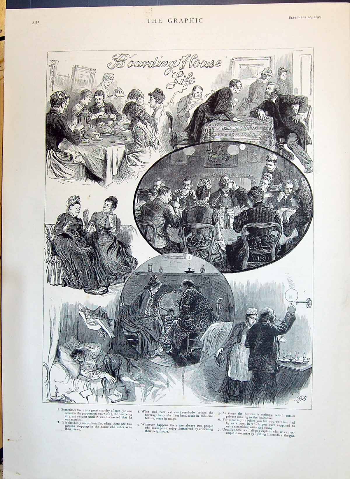 Old 1890 Boarding House Life Sketches Abel Thomas Carmarthen Weather Victorian