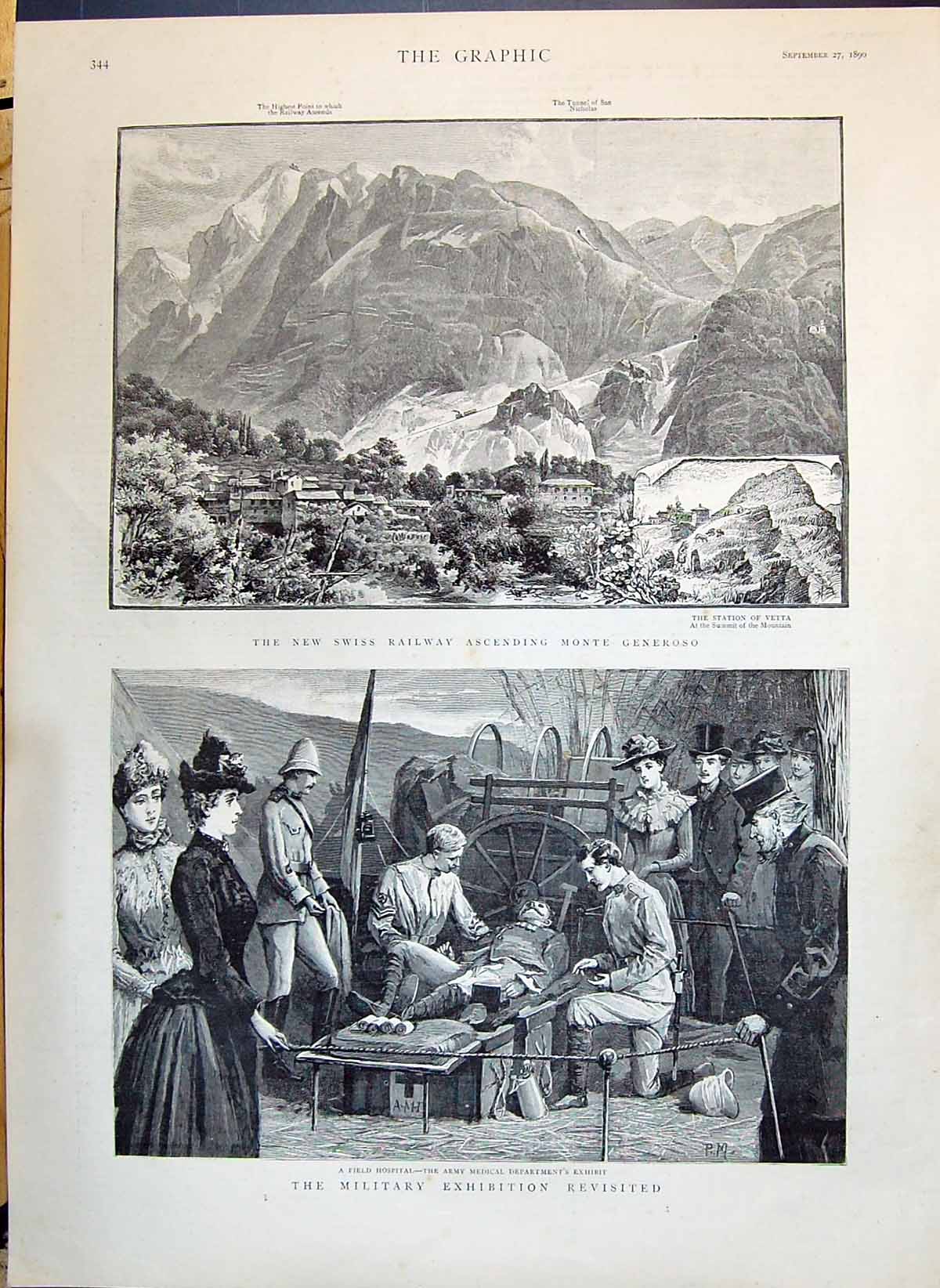 Old 1890 Swiss Railway Monte Generoso Military Exhibition Field Hospit Victorian