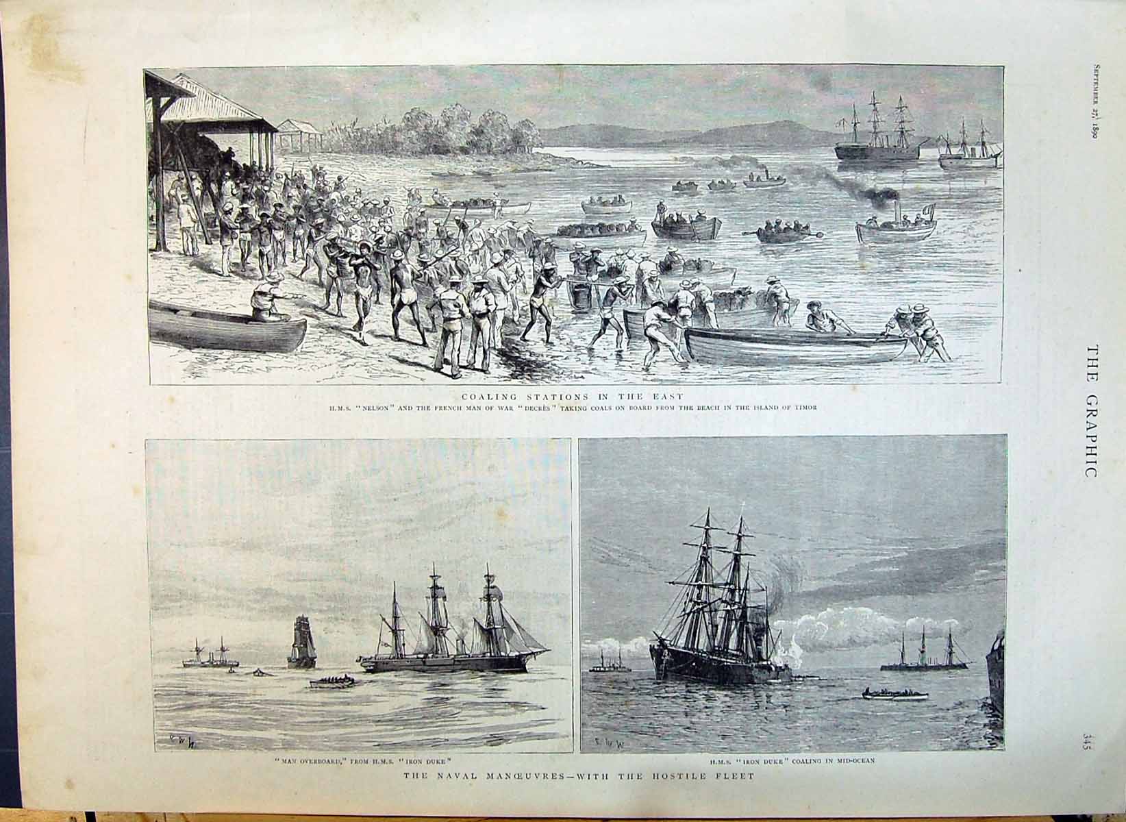 Old 1890 Coaling Stations Ships Nelson Decres Island Timor H.M.S. Iro Victorian