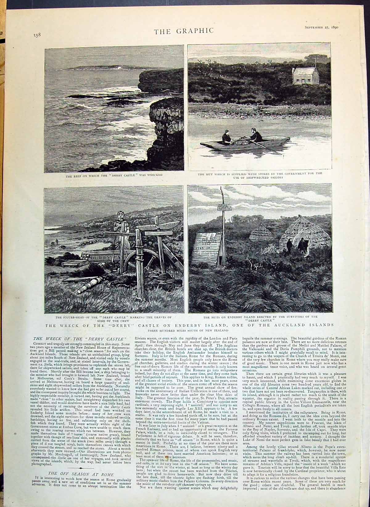 Old 1890 Ship Wreck Derry Castle Enderby Island Auckland Dion Boucica Victorian