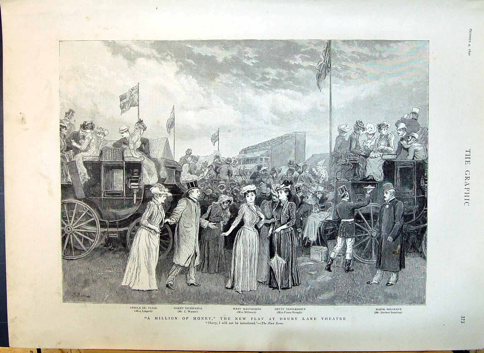 Old 1890 Million Money Play Drury Lane Theatre Lingard Warner Millwar Victorian