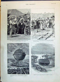 Old 1890 Monument Christopher Columbus Chicago Ship Sardegna Railway Victorian