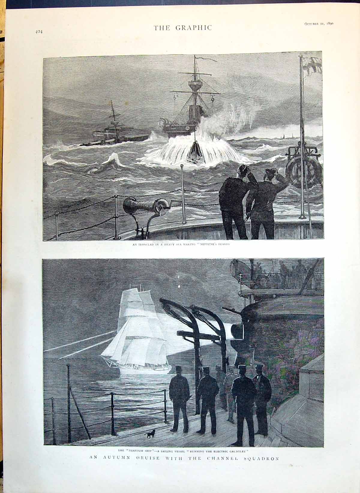 Old 1890 Ironclad Ship Neptune'S Beards Phantom Ship Channel Squadron Victorian