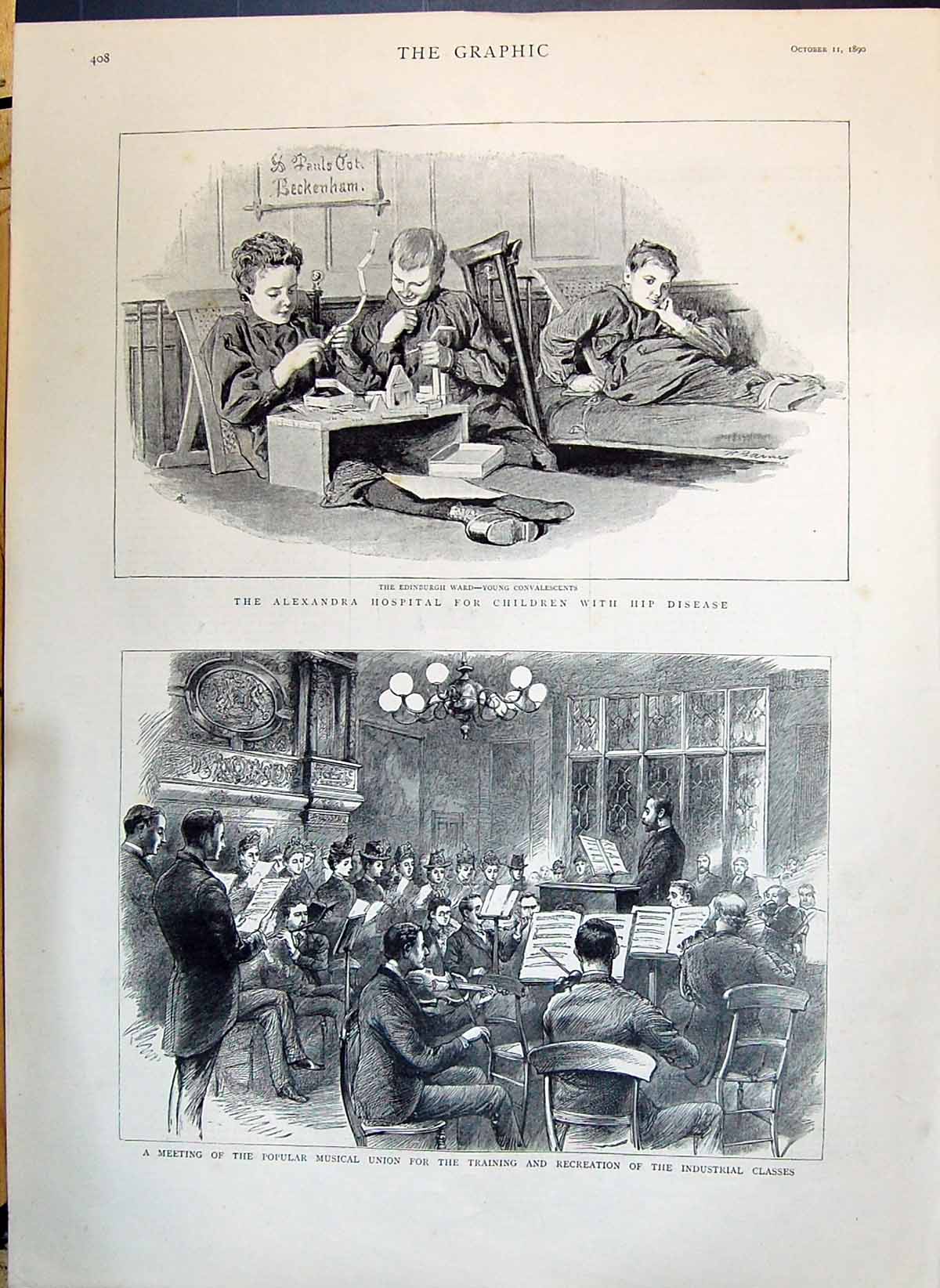 Old 1890 Alexandra Hospital Children Hip Disease Edinburgh Ward Music Victorian