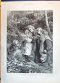 Old 1890 Grandmother Visit Children Garden Scene Crematorium Manchest Victorian