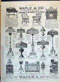 Antique Old Print 1890 Maple Furnishing Establishment Tottenham Court London