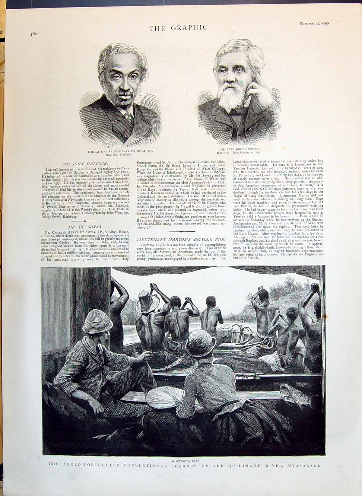 Old 1890 Charles Henry Soysa John Hancock Kwakwa Boat Quilimane River Victorian