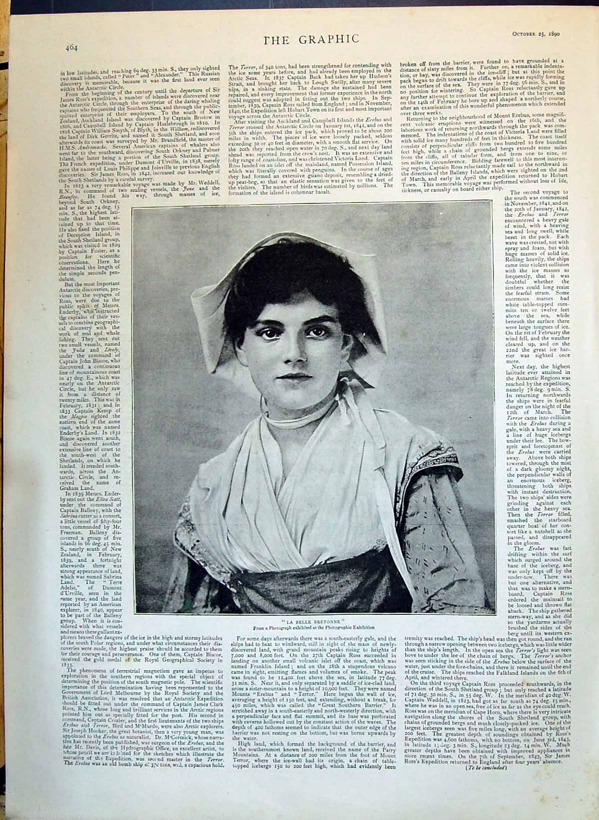 Antique Old Print 1890 Beautiful Woman La Belle Bretonne Sir Richard Burton