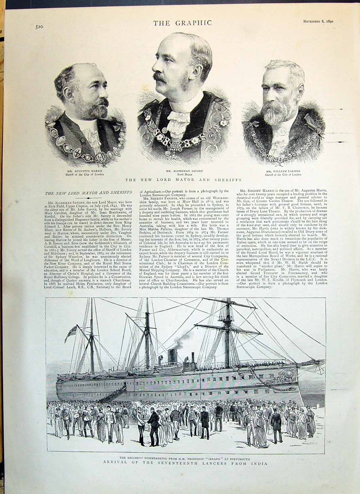 Old 1890 Harris Sheriff Alderman Savory Mayor London Farmer Training Victorian