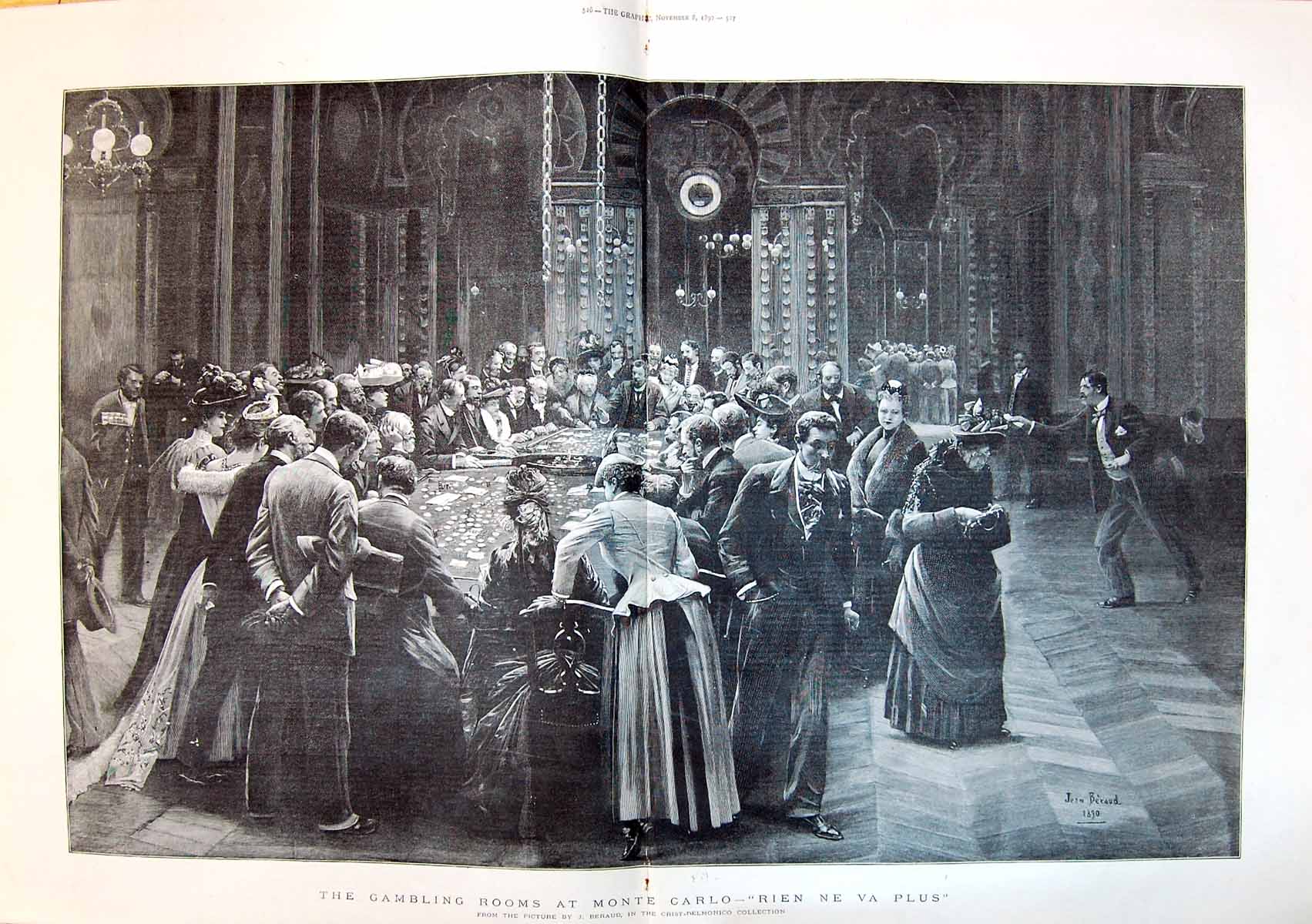 Old 1890 Gambling Rooms Monte Carlo Rien Ne Va Plus Casino Crist-Delm 19th