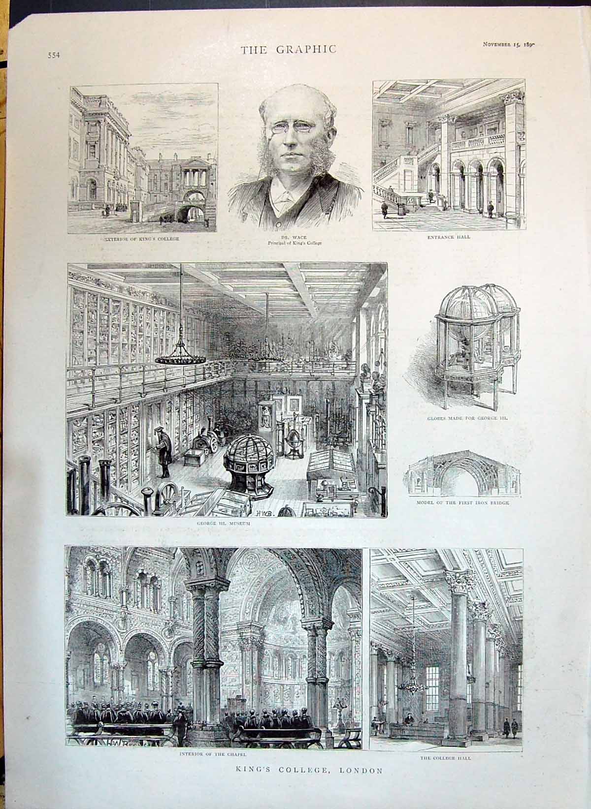 Old 1890 King'S College London Wace George Museum Chapel Marsden Library 19th