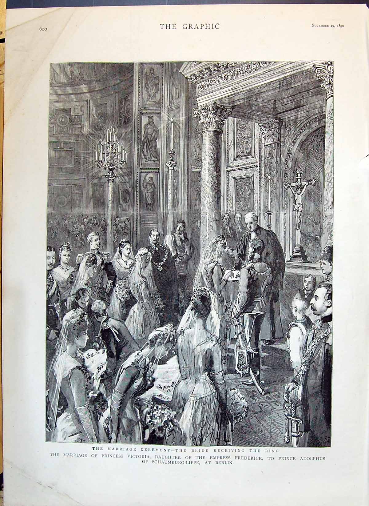Old 1890 Wedding Princess Victoria Prince Adolphus Berlin Chapel Schl Victorian