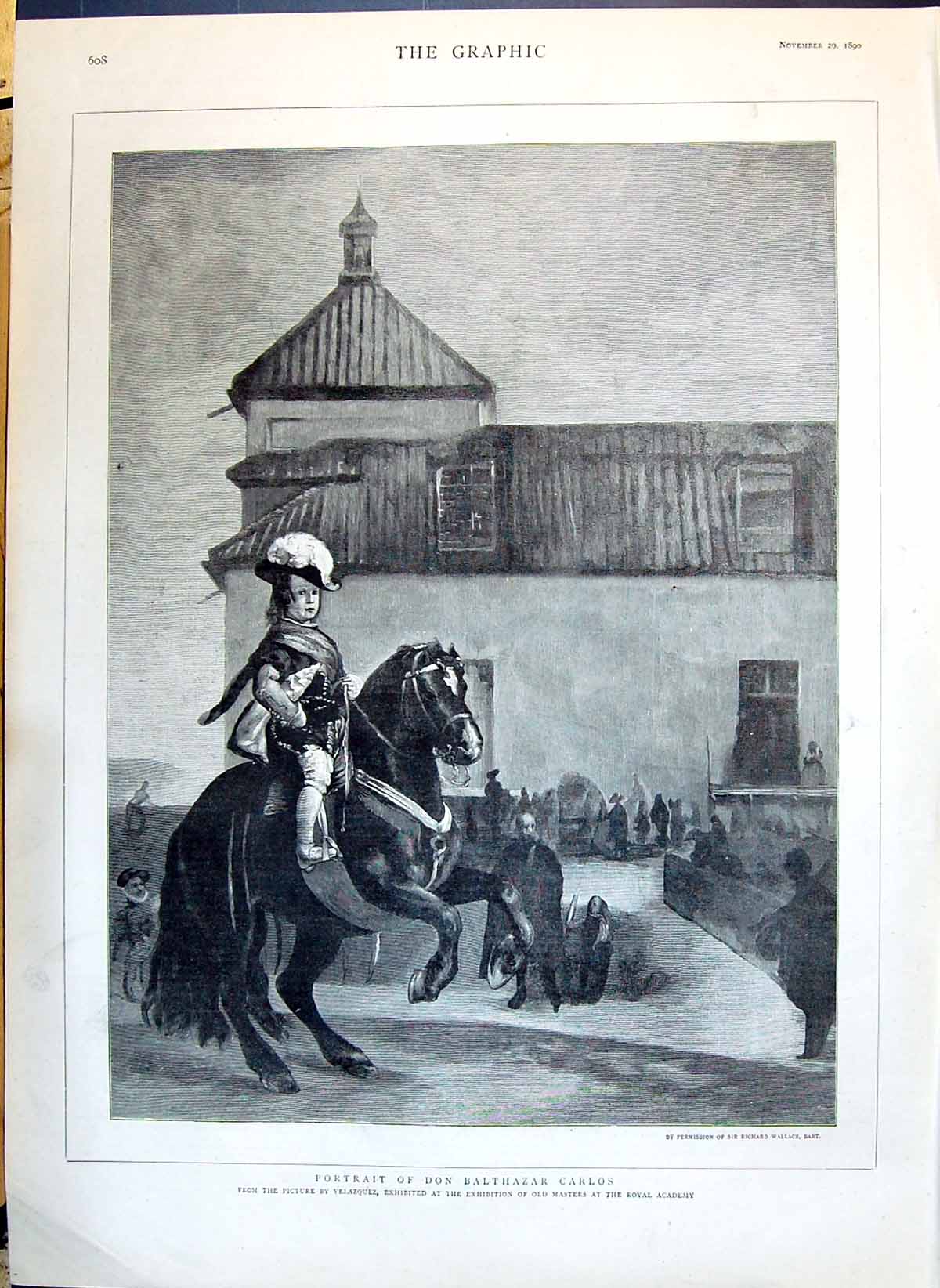 Antique Old Print 1890 Don Balthazar Carlos Horse Velazquez Royal Academy Art