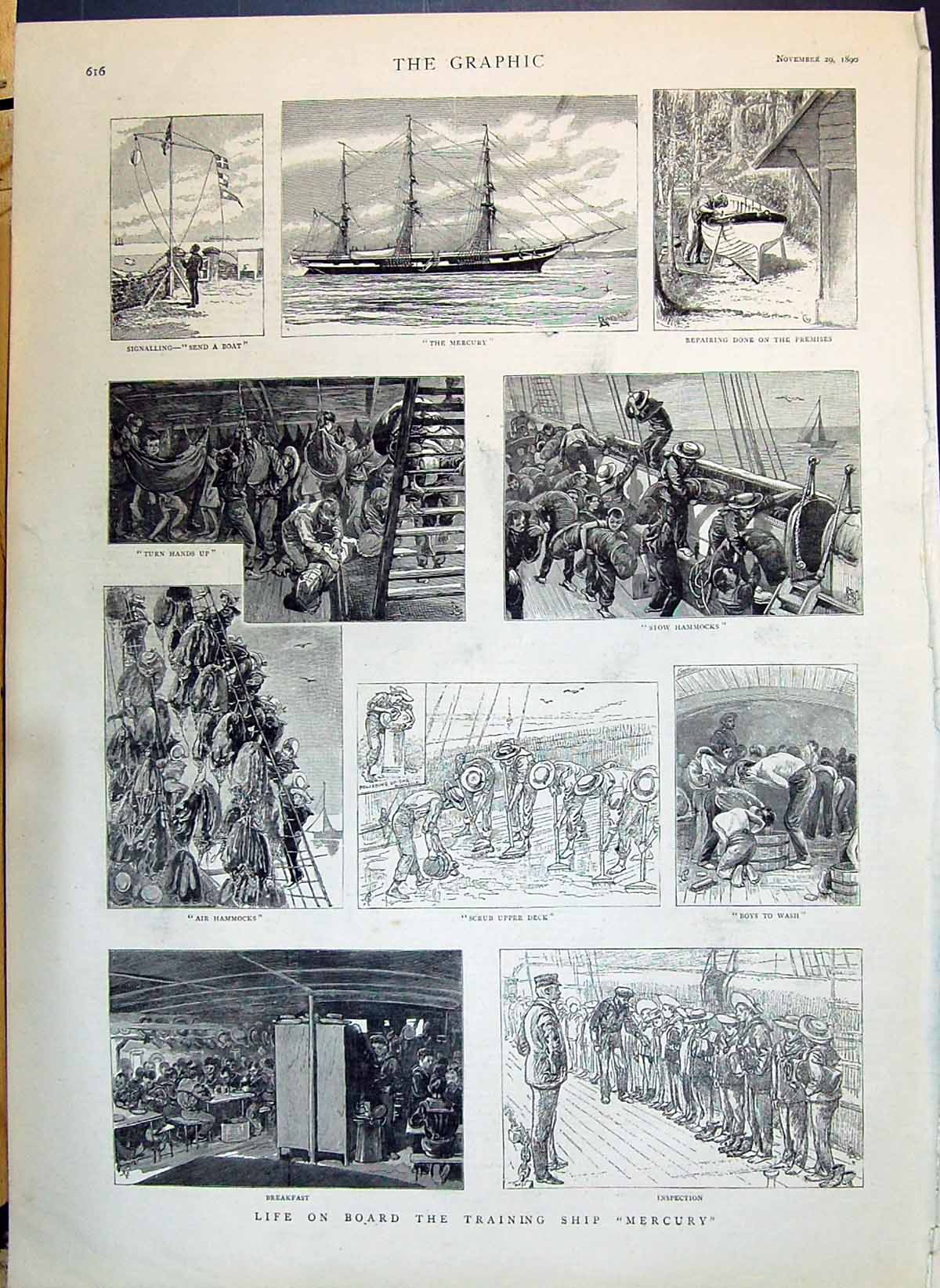 Old 1890 Training Ship Mercury Sailor Boys Lord Dalmeny Lord Lady Ros Victorian