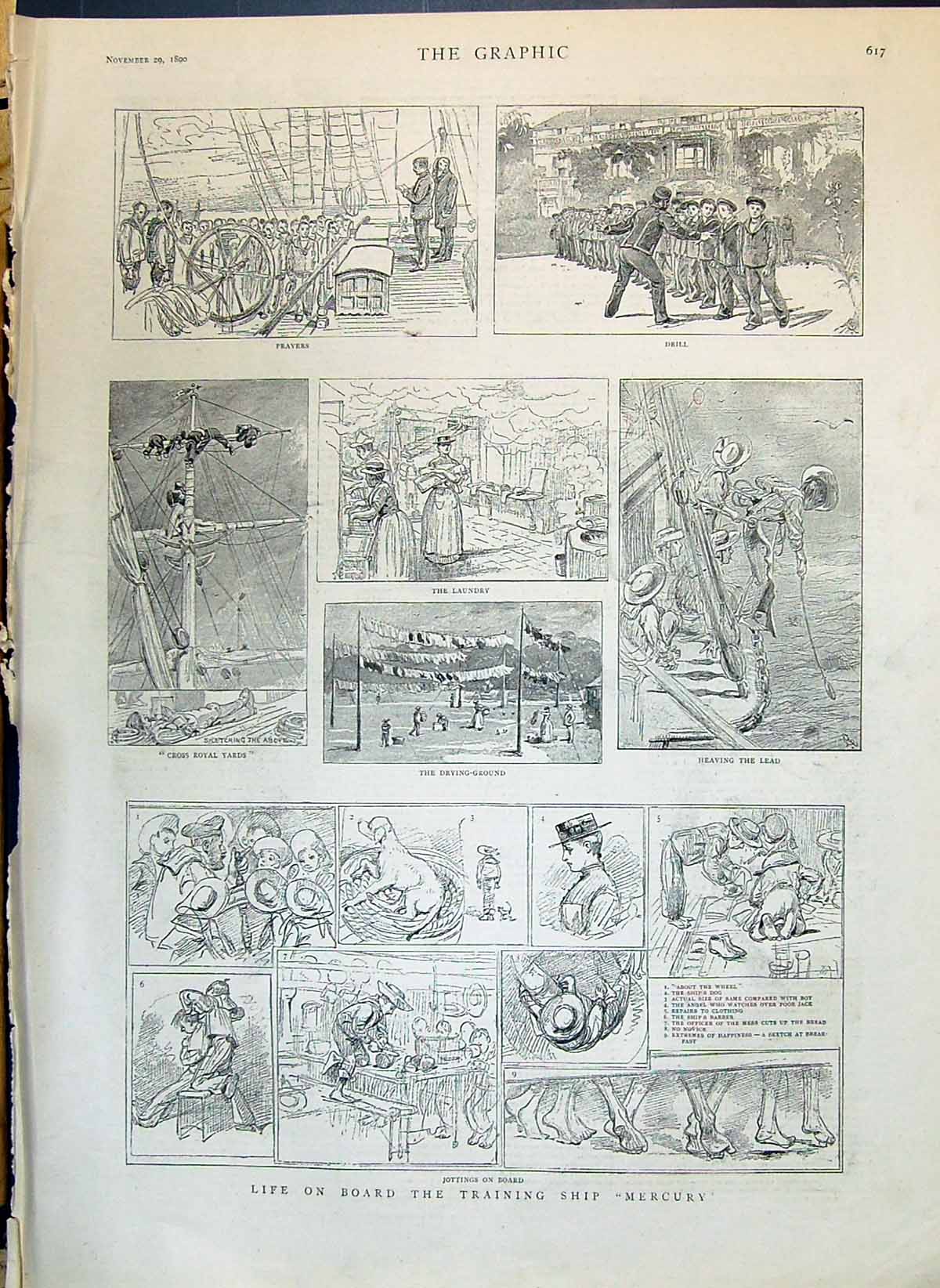 Old 1890 Life Board Training Ship Mercury Sailors Laundry Cross Royal Victorian