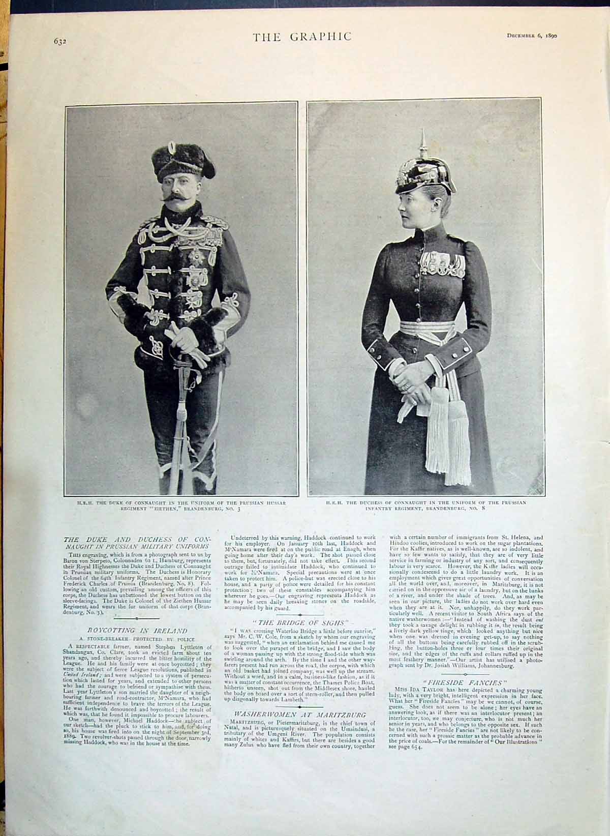 Old 1890 Duke Connaught Prussian Hussars Ziethen Duchess Uniform Bran Victorian