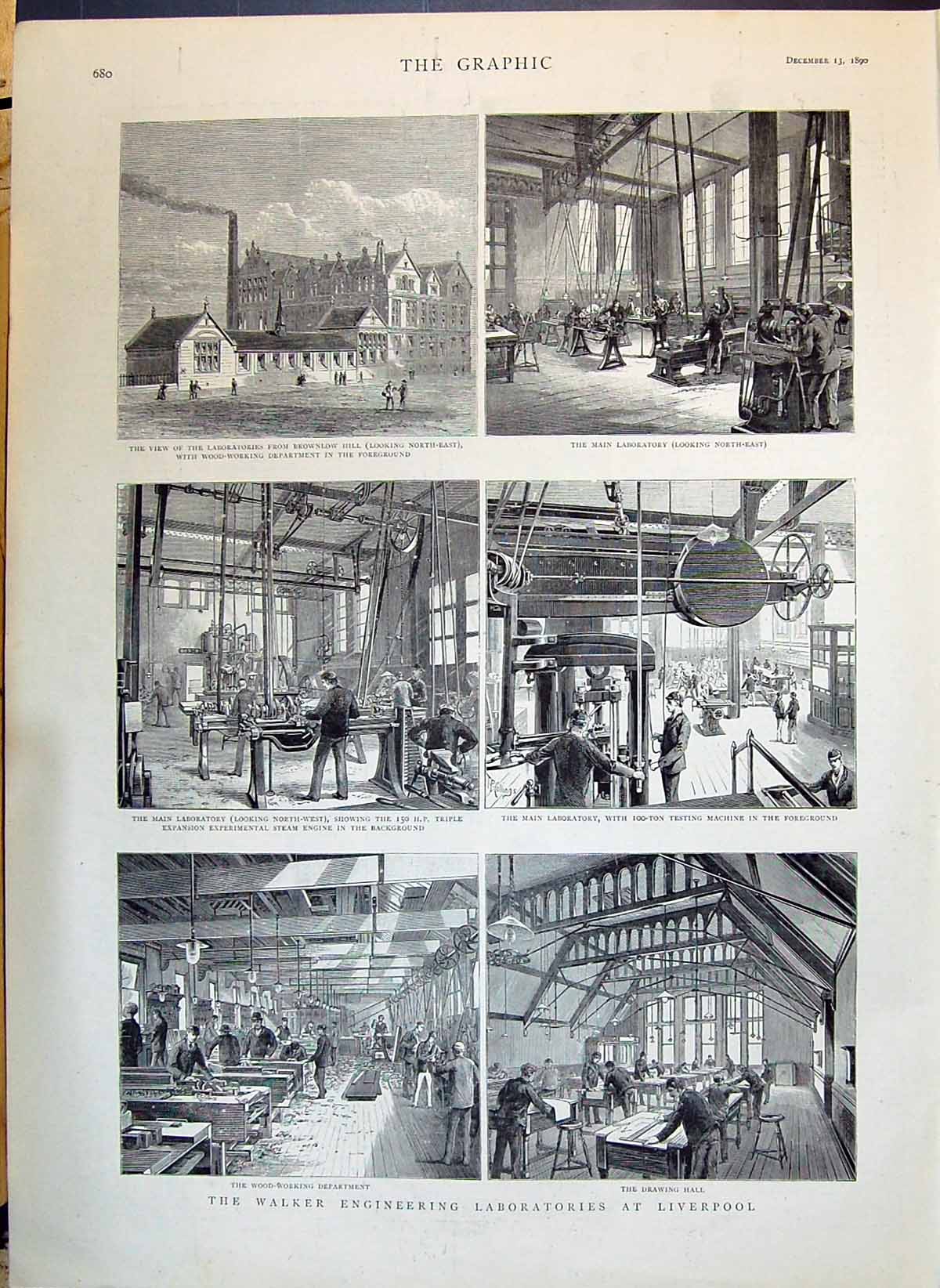 Old Print 1890 Walker Laboratories Liverpool Lord Carrington Dr. Tarrant 19th