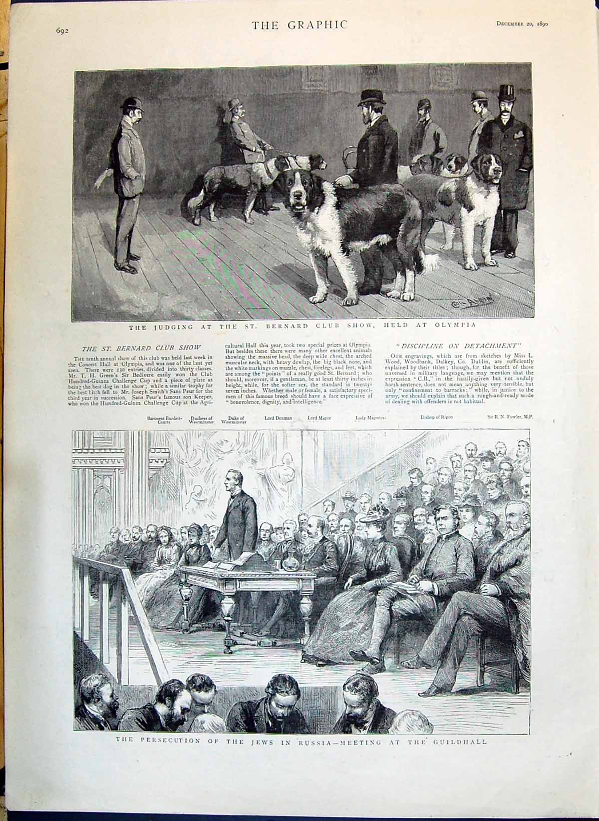 Old 1890 Bernard Dogs Show Olympia Persecution Jews Russia Denman May Victorian
