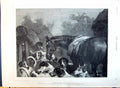 Original Old Antique Print 1890 Hunter Hounds Horse Dogs Hunting Edwin Landsee